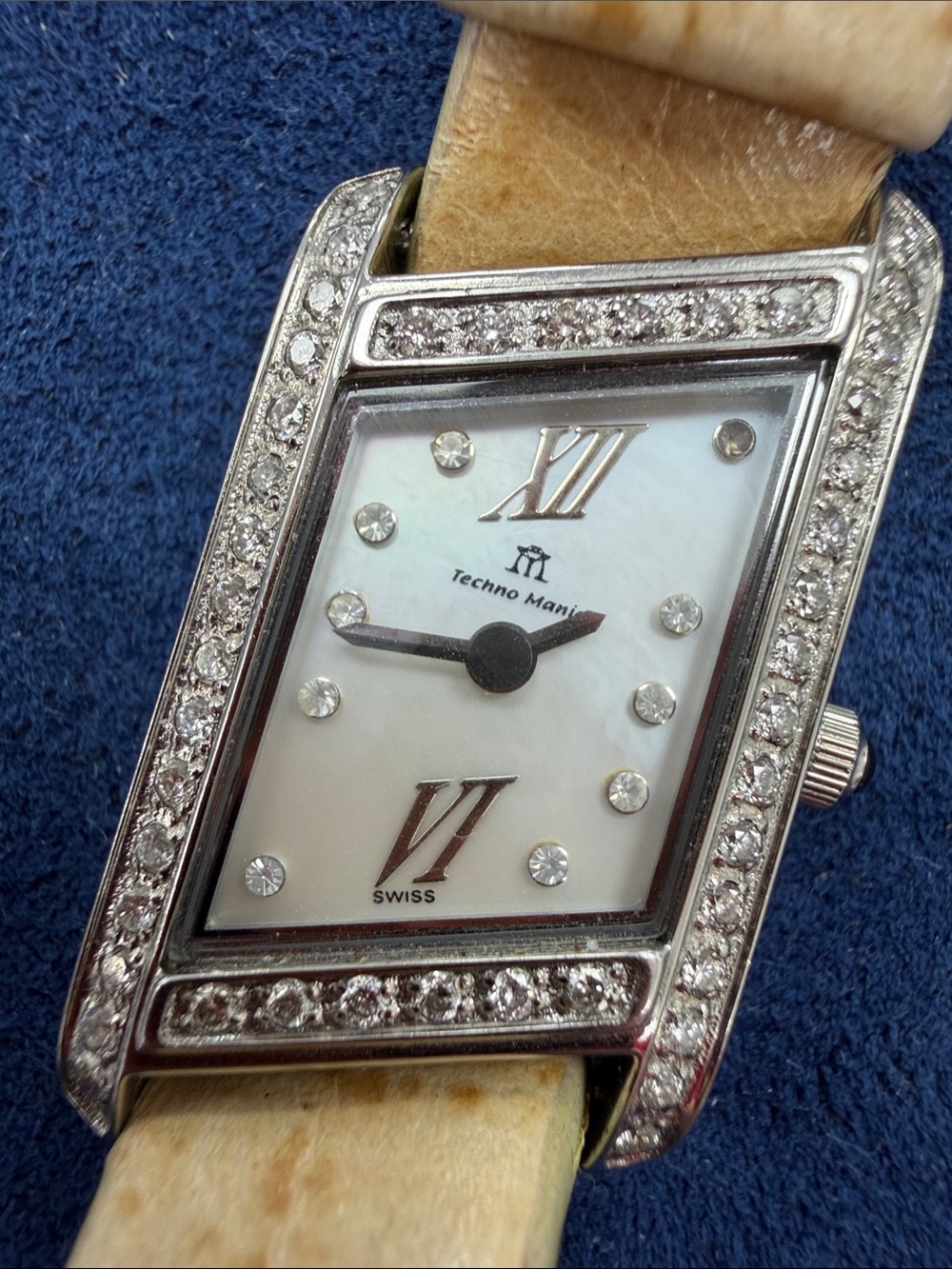 Women's Rectangular Diamond-Accent Watch in Cream